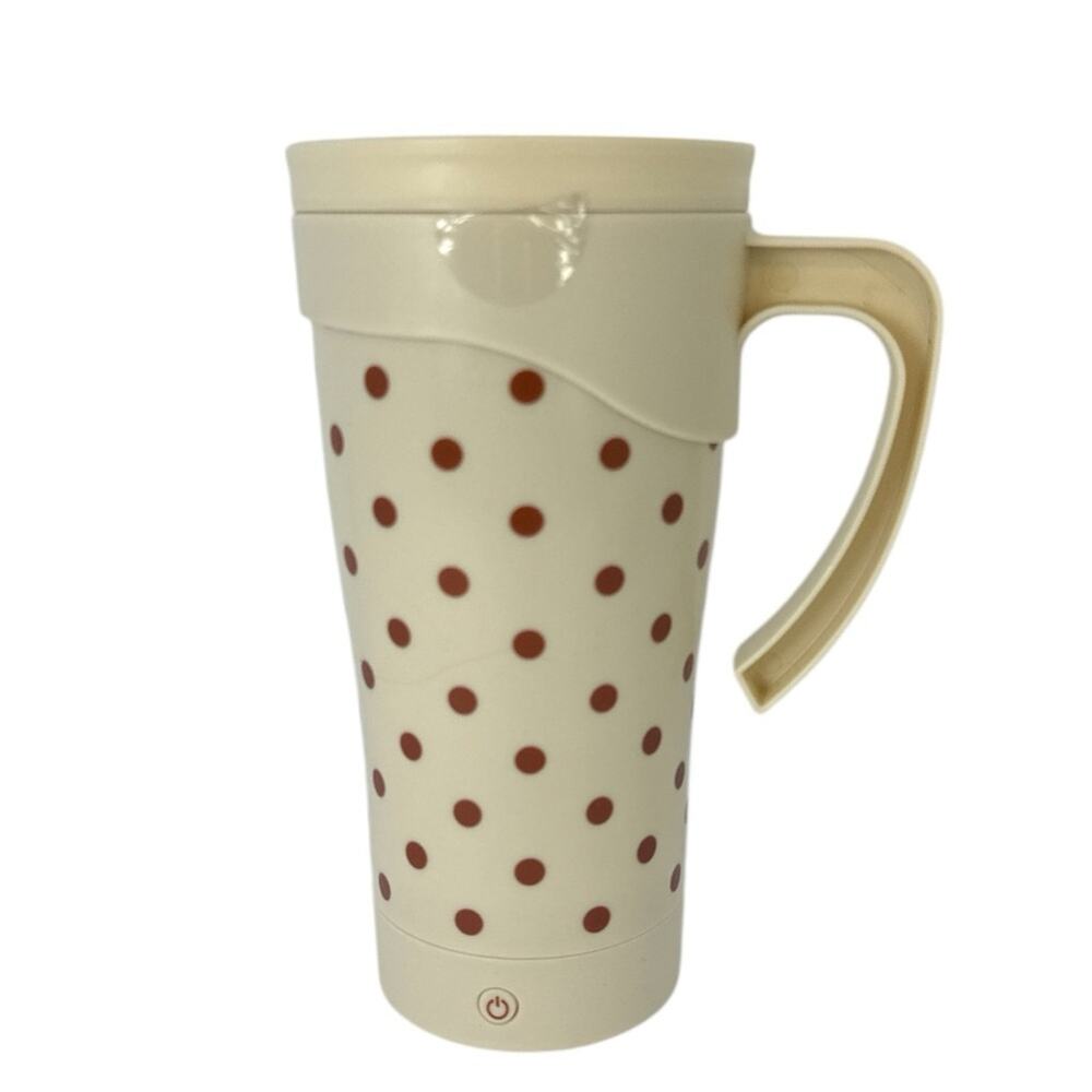 Travel mug 13.5oz self stirring Polka Dots Cream Red coffee drink cup Target